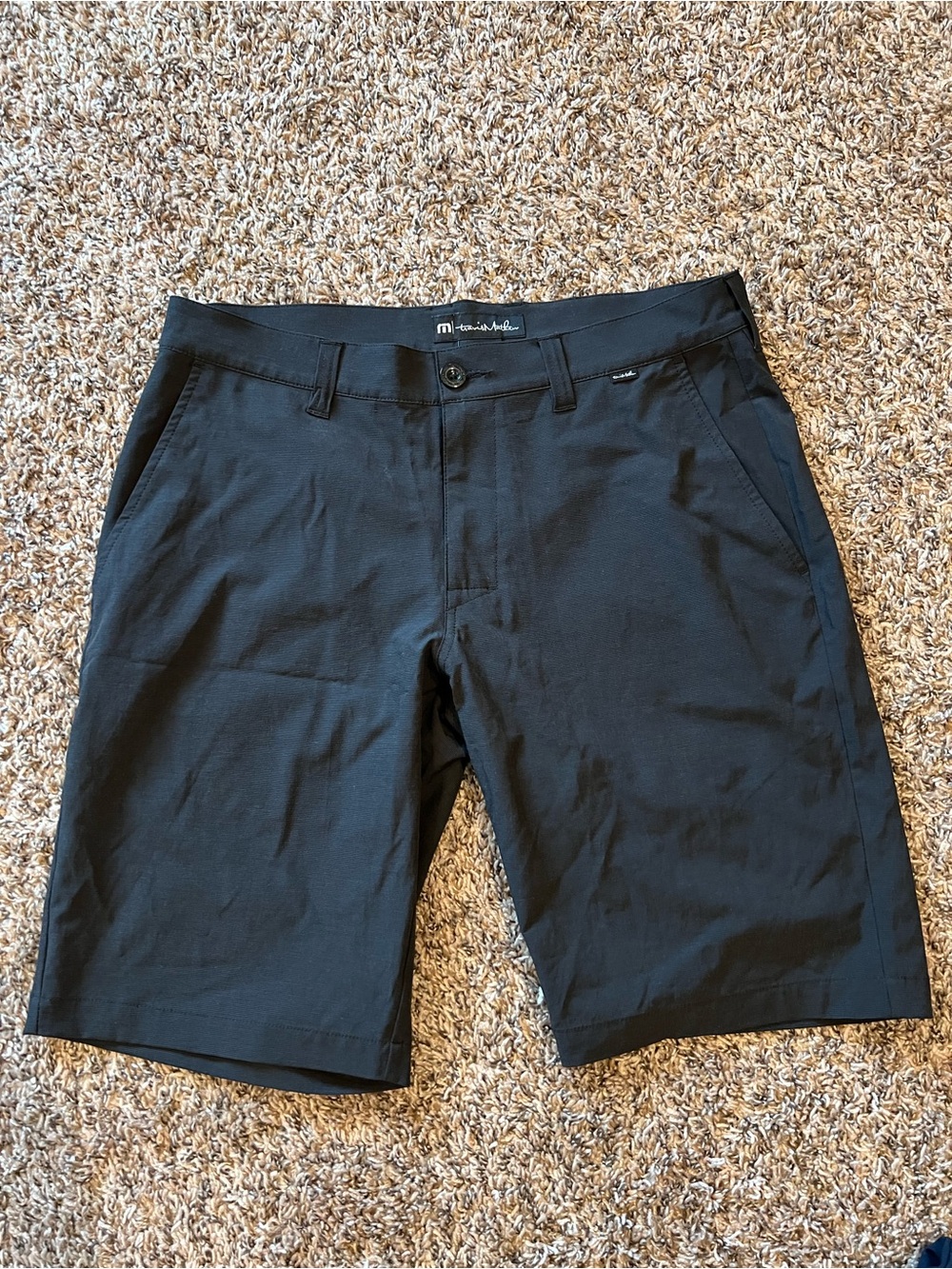 Travis Mathew Black Performance Flat-Front Shorts